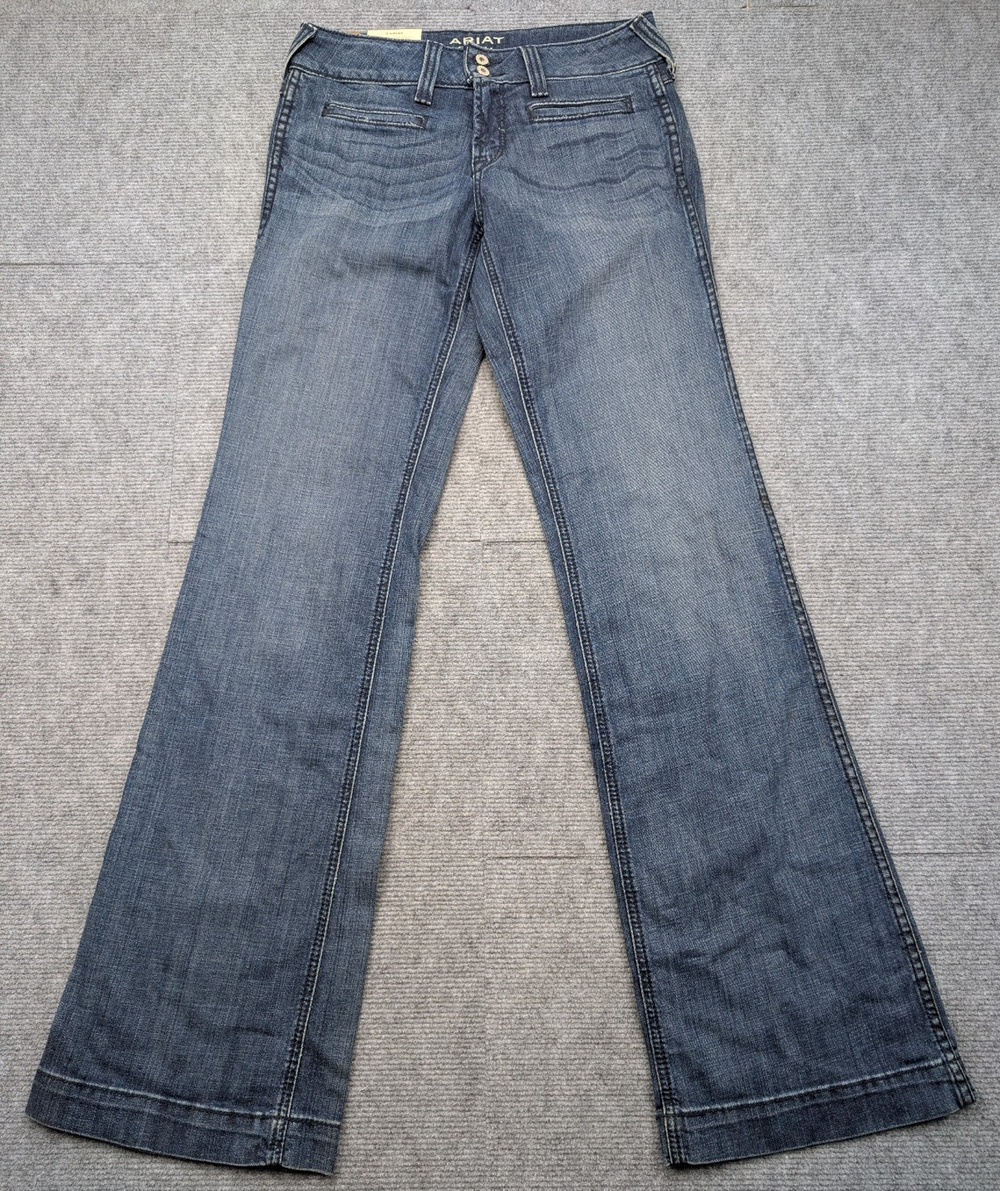 Ariat Trouser Jeans Women 28 Long Bluebell Flare Western Rodeo Blue Y2K Wide Leg